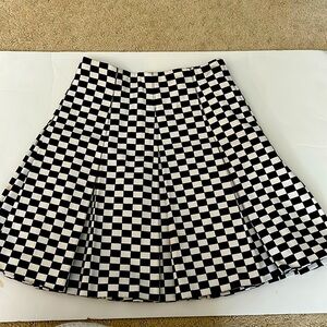 Christian Dior Op Art black & white cotton denim pleated skirt